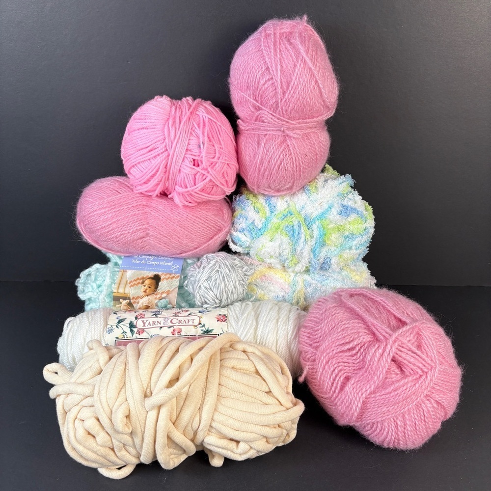 Yarn Craft Mixed Chenille Pastel Yarn Lot
